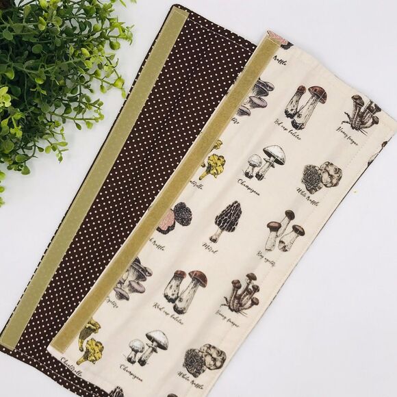 Set of 2 Refrigerator Handle Covers, Reversible, Neutral Mushrooms 14x5 - Picture 3 of 5